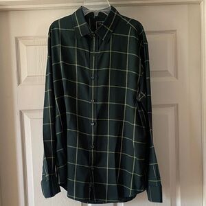 Todd Snyder Dark Green Windowpane Button-Down Shirt